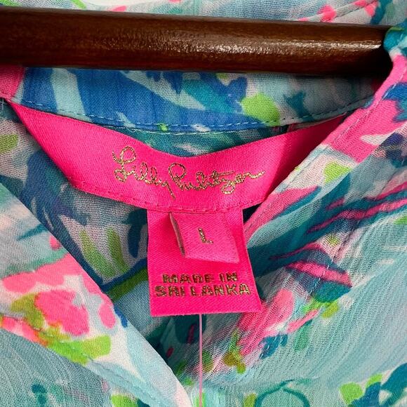 NEW Lilly Pulitzer Fished My Wish Natalie Maxi Coverup Dress colorful Size large - Picture 11 of 11